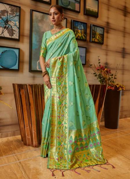 Sea Green Colour Ynf Paisley Heavy Festive Wear Art Silk Designer Fancy Saree Collection Ynf 3